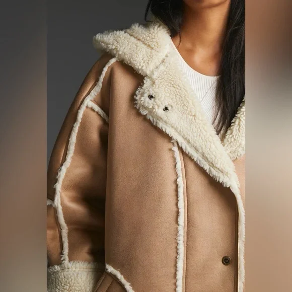ANTHROPOLOGIE Pilcro Reversible Sherpa Coat - Picture 3 of 11